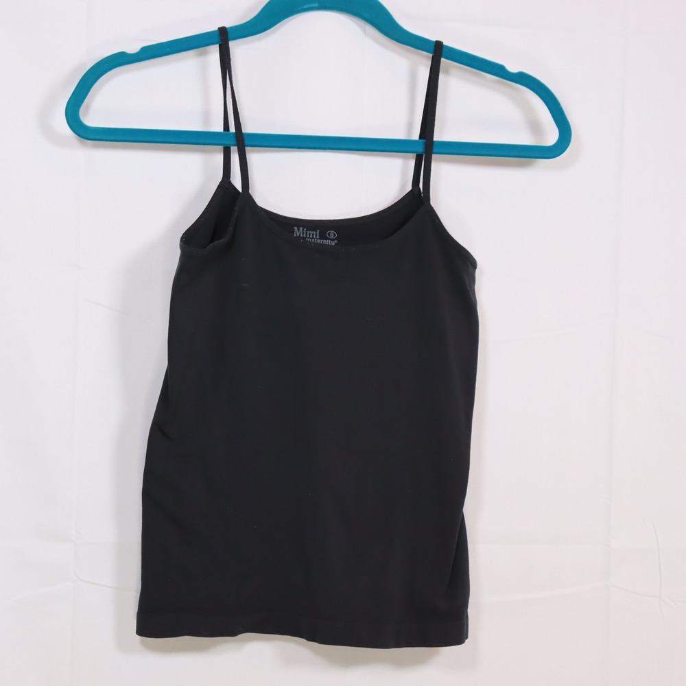 Mimi Maternity Camisole Small Black Womens Spaghetti Strap Stretch Tank